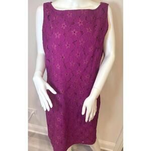 Stylish ANN TAYLOR Floral Lace Dress - Size 16 - Purple